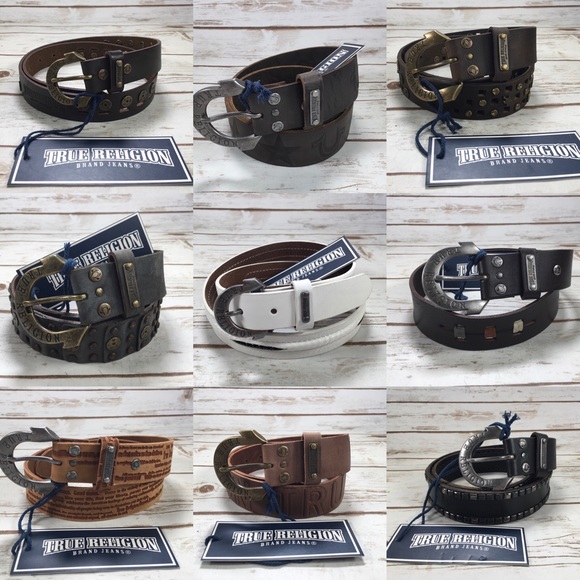 True Religion Jeans White Leather Horseshoe Belt - Picture 7 of 7